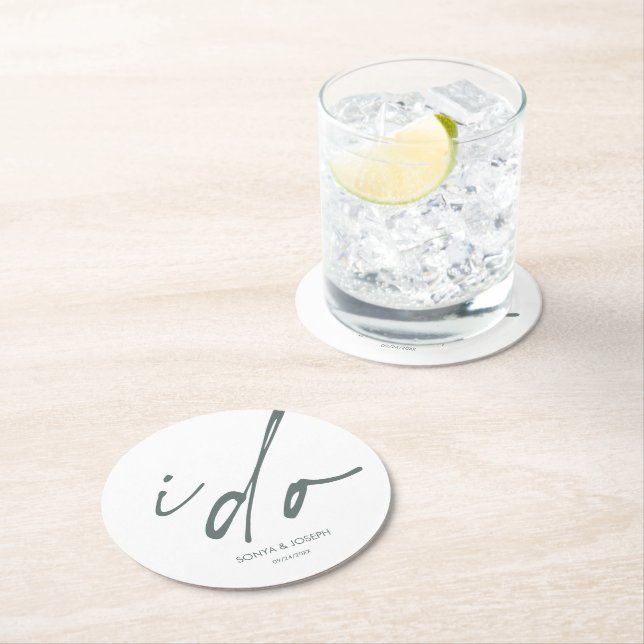 Bröllopsdag Elegant Script I Do Underlägg Papper Rund (Insitu)