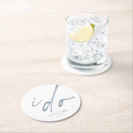 Bröllopsdag Elegant Skript Jag Gör Underlägg Papper Rund