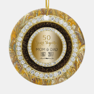 Bröllopsdag för diamantguld 50th 50 år julgransprydnad keramik