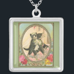 Bröllopsdag för kattBrid och groom Silverpläterat Halsband<br><div class="desc">Victorian och retro bilder är korrekt licensierade.</div>