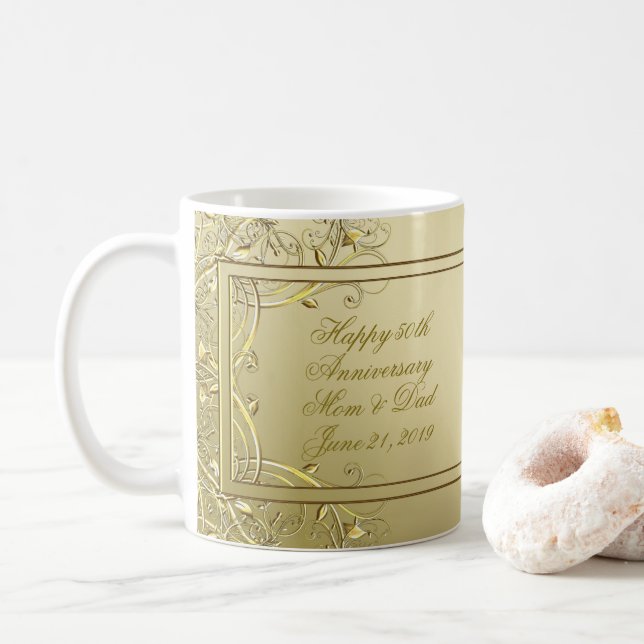 Bröllopsdag för krusidullguld 50th kaffemugg (Med munk)