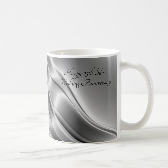 Bröllopsdag för silver för silverlinjer 25th kaffemugg (Höger)