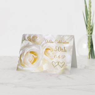 Bröllopsdag för vit ros 50th inbjudan