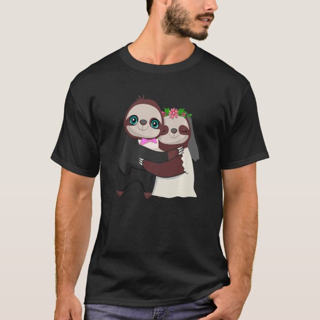 Bröllopsdag Giftermål Sloth HerbivorAnimal T Shirt (Framsida)