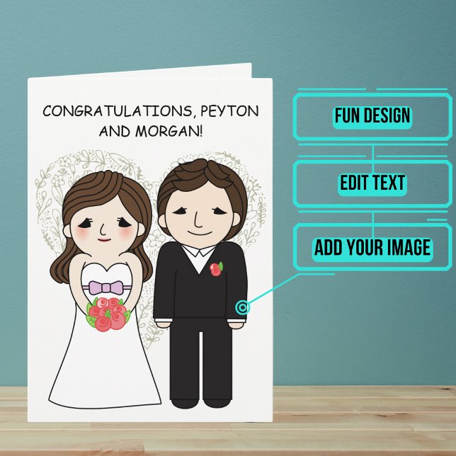 Bröllopsdag Grattis Anime Brud och Brudgumme Kort (Send your love and congratulations with a modern and unique twist.)