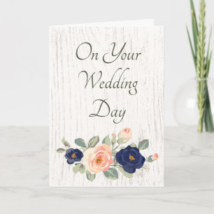 Bröllopsdag Grattiss Rustic Blommigt Kort
