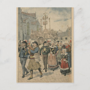 Bröllopsdag i Plougastel Brittany Vykort