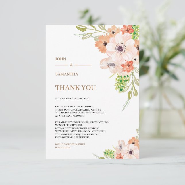 Bröllopsdag - John & Samantha - tackkort Tack Kort (Stående Fram)