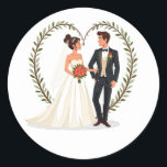 Bröllopsdag Kärlek Hearts Stickers Runt Klistermärke<br><div class="desc">De här charmerande klistermärkena har ett nytt par som står i en hjärtformad andedräkt,  perfekt för att fira kärlek!</div>