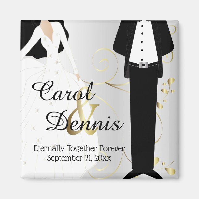 Bröllopsdag Keepsak för Bride & Groom Magnet (Framsidan)