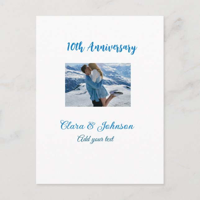 Bröllopsdag med namn års bild text färg vykort (Framsida)