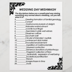 BRÖLLOPSDAG MISHMASH GAME PAPPRARE BREVHUVUD