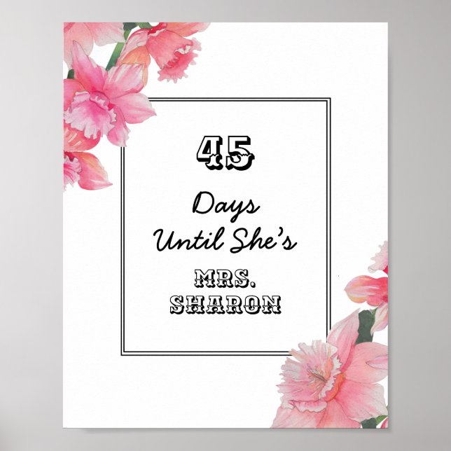 Bröllopsdag nedräkningsmall poster (Framsidan)