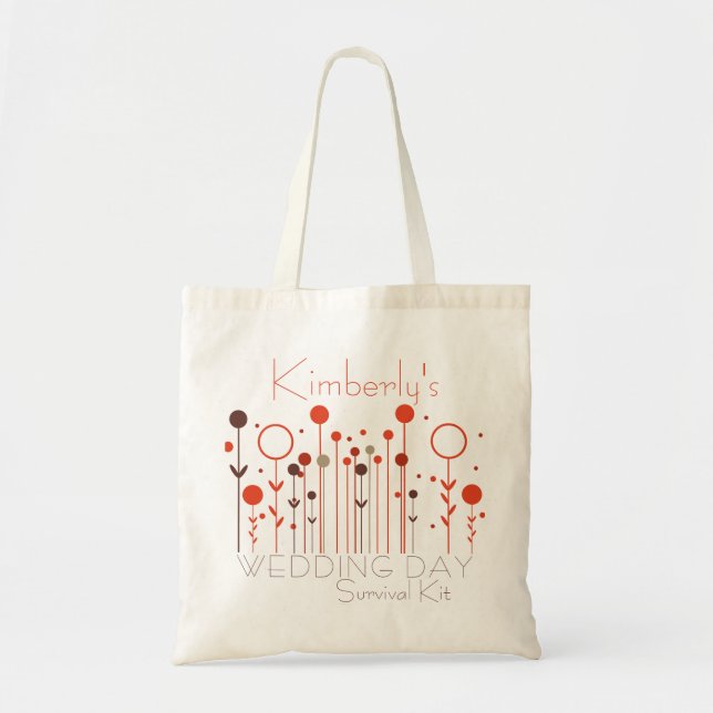 Bröllopsdag Överlevandepaket Enkel Orange Blommigt Tygkasse (Framsidan)