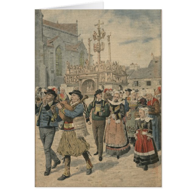 Bröllopsdag på Plougastel Brittany Hälsningskort (Framsidan)