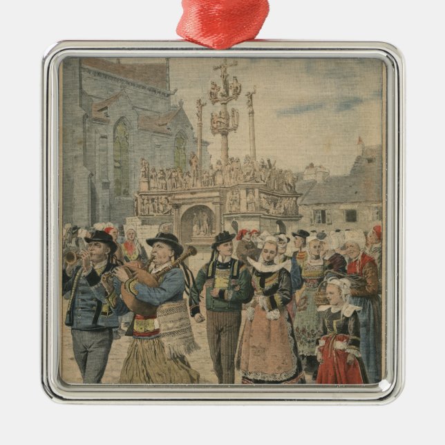 Bröllopsdag på Plougastel Brittany Julgransprydnad Metall (Framsidan)