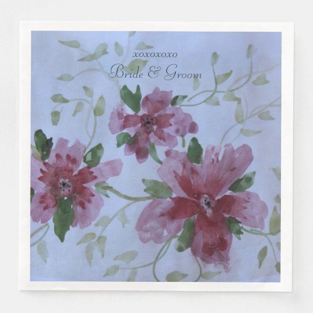 Bröllopsdag Pappra blöjor i Burgundy Pappersservett (Framsida)