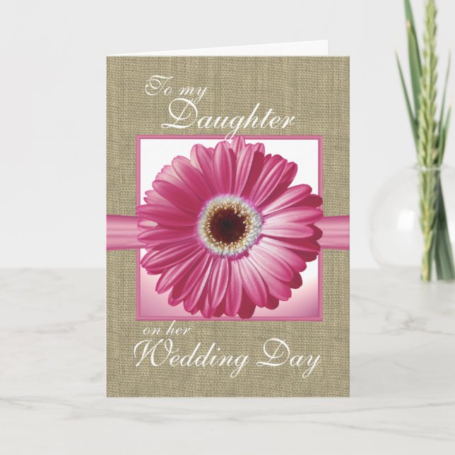 Bröllopsdag Rosa Gerbera Kort (Framsida)