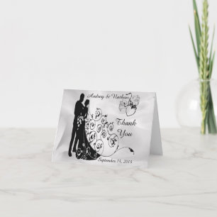 Bröllopsdag Silhouettes Personlig Note Card Tack Kort