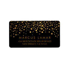 Bröllopsdag Trendig Guld-punkter på svart Adressetikett