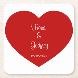 Bröllopsdag Underlägg Romantic Red Heart Papper Kvadrat