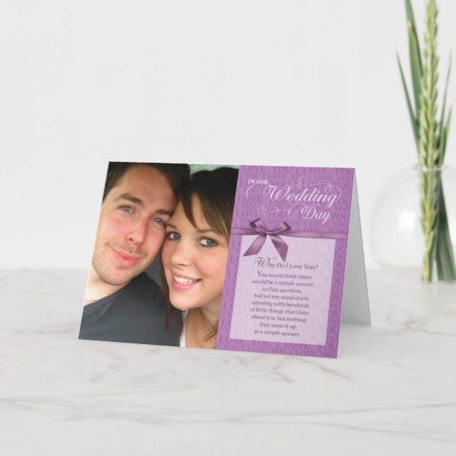 Bröllopsdag, varför Kärlekar jag dig - lila med ba Kort (Framsida)