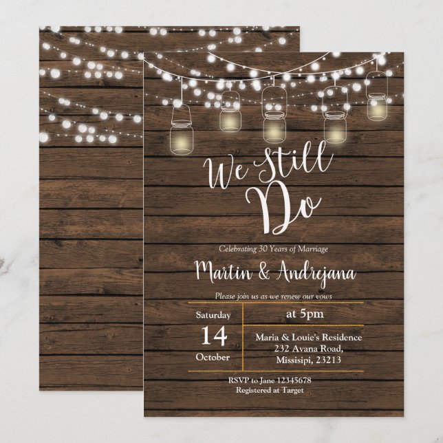 Bröllopsdag Vi gör fortfarande inbjudningskort (Fram/baksida)