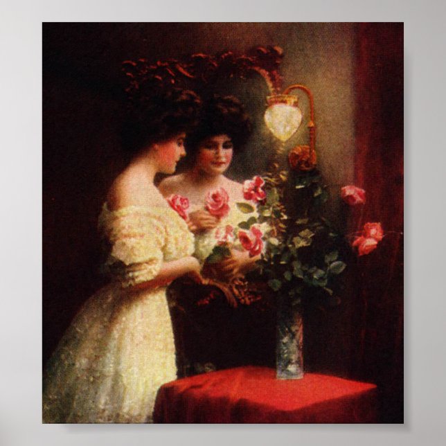 Bröllopsdag Victorian Dam Art-utskrift Poster (Framsidan)