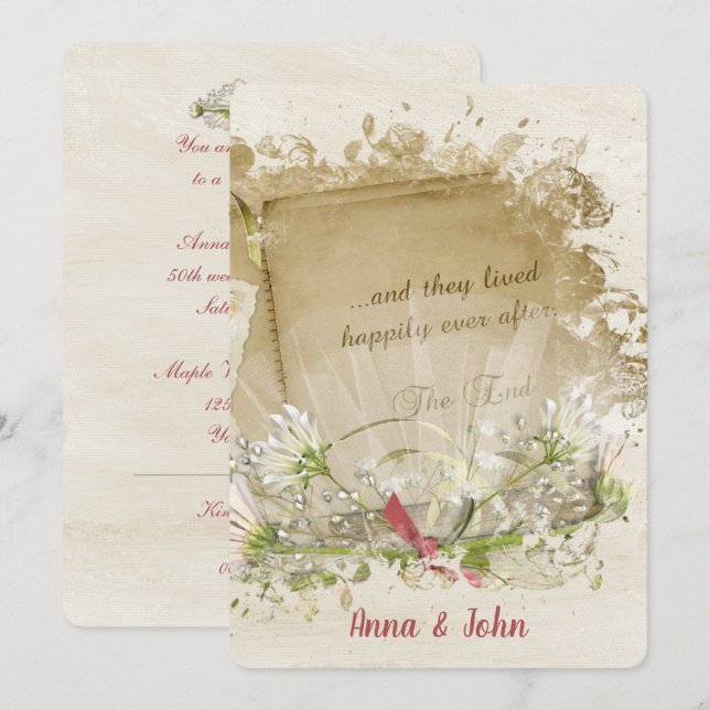 Bröllopsdagbok Inbjudningar (Fram/baksida)