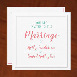 Bröllopsdagen Enkel kvadratisk pastel Färg Inbjudningar