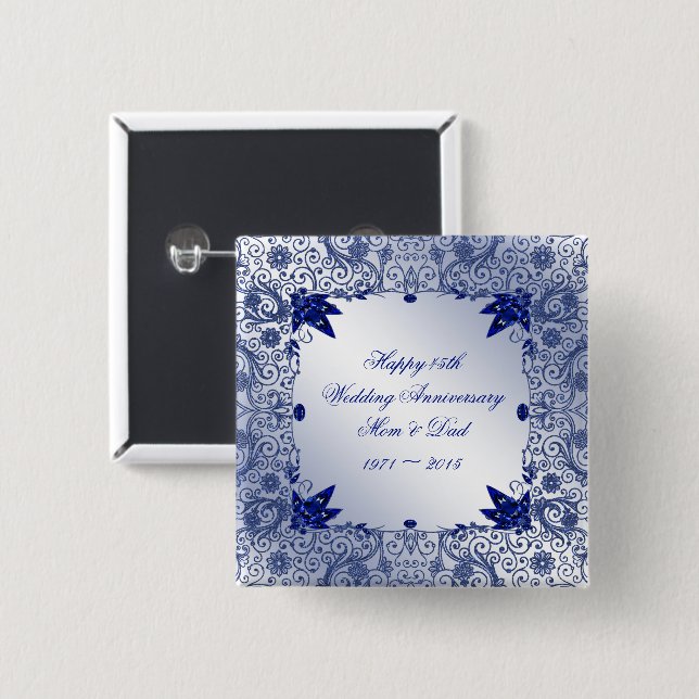 Bröllopsdagen för safir 45th knäppas knapp (Framsida & baksida)