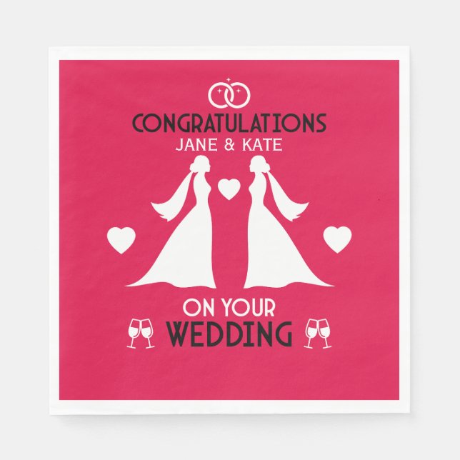 Bröllopsdagen Gay Girls Pappersservett (Framsidan)