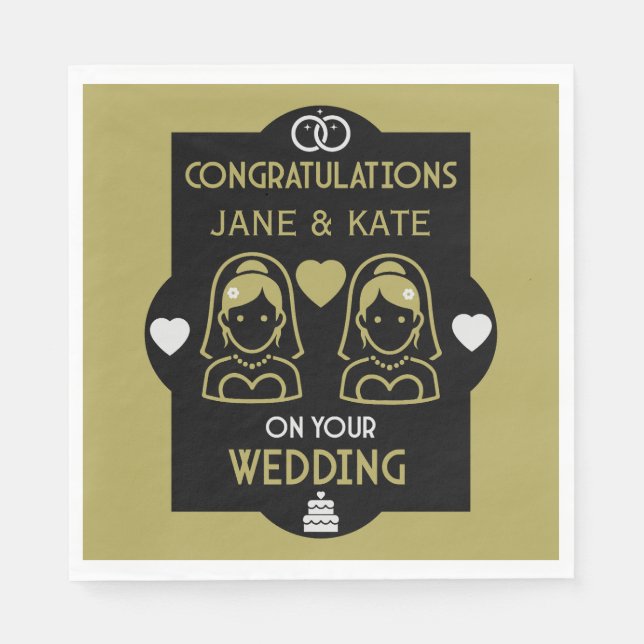 Bröllopsdagen Gay Girls Pappersservett (Framsidan)