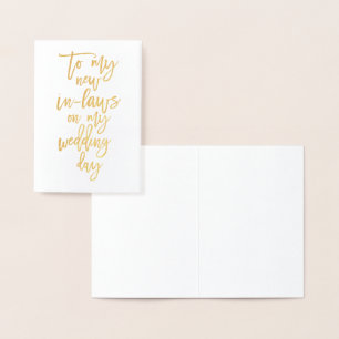 Bröllopsdagen Gold Foil New in Laws (nytt i lagsti Folierat Kort