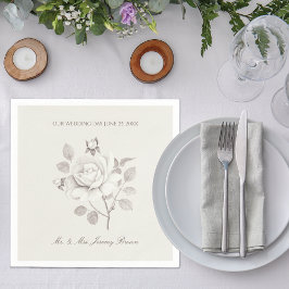 Bröllopsdagen White Botanical Ro Pappersservett