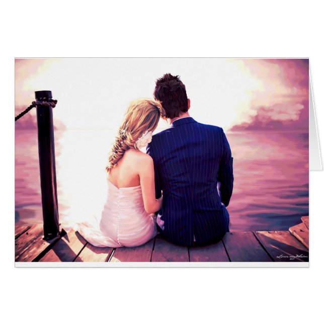 Bröllopsdaghorisont Hälsningskort (Framsidan Horizontal)