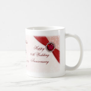 Bröllopsdagmugg för damast 40th kaffemugg