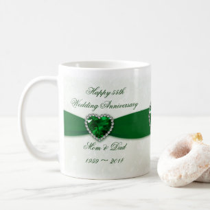 Bröllopsdagmugg för damast 55th kaffemugg