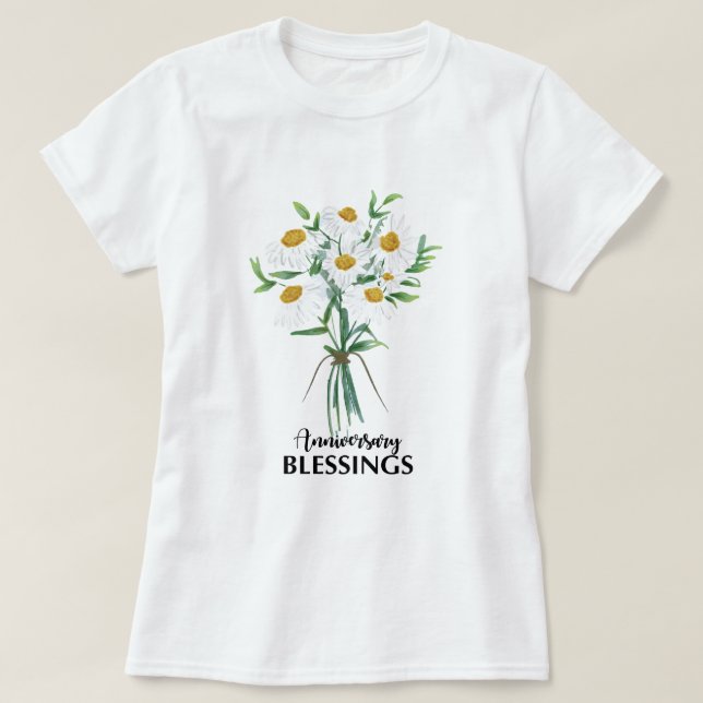 Bröllopsdagsegendomar Bukett med tusenskönor T Shirt (Design framsida)