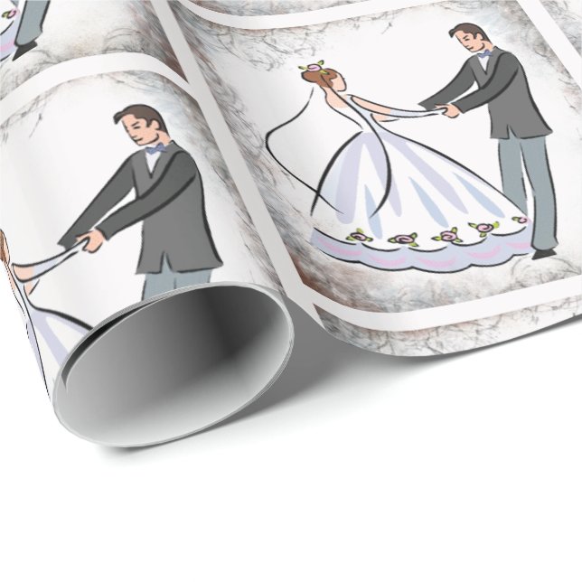Bröllopsdans Dansande Par Presentpapper (Rullad Hörn)