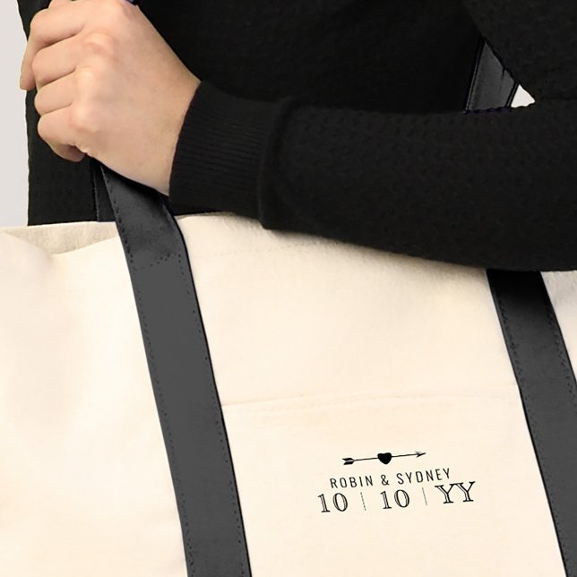Bröllopsdatum Minimalistisk | Tygkasse (Elegant Minimalist Weekender Wedding Date Tote)