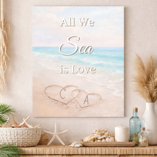 Bröllopsdekor Allt vi ser är Kärlek Strand Sand Poster