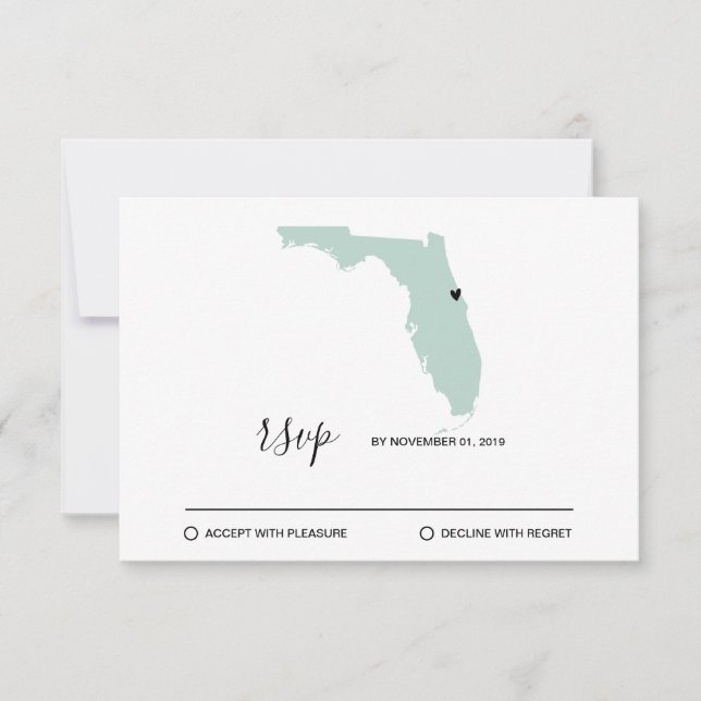 Bröllopsdestination Florida Karta Löst Hjärt OSA Kort (Framsida)