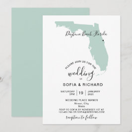 Bröllopsdestination Florida Karta Löst Hjärtat Inbjudningar