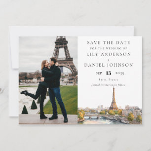 Bröllopsdestination Paris Frankrike Foto Spara Datumet