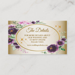 Bröllopsdetalj Lila Rosa Blommig Grön Guld Tilläggskort