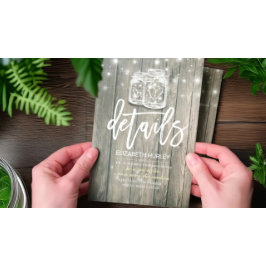 Bröllopsdetalj Rustik Trä Murbruk Krukor Sträng Lj Inbjudningar