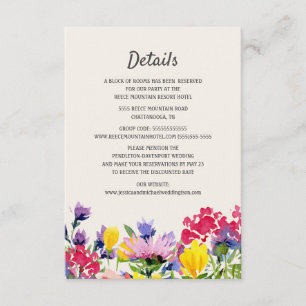 Bröllopsdetaljer Akvarell Vilda Blommor Boho Blomm Tilläggskort