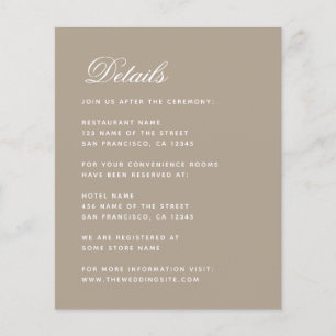 Bröllopsdetaljer Beige Enkel Budget Bilaga Kort