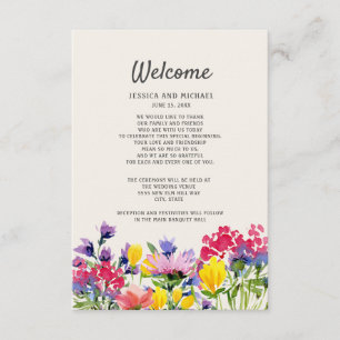 Bröllopsdetaljer Boho Akvarell Vilda Blommor Blomm Tilläggskort